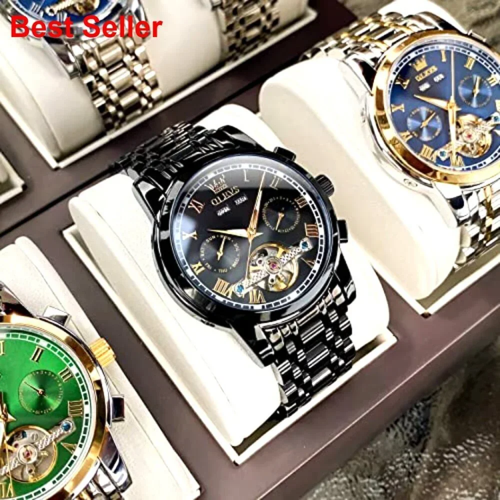 Automatic Mechanical Tourbillon Watch, Stainless Steel, Waterproof, Luminous